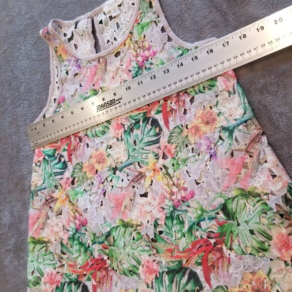 Inari Women's Sleeveless Tank Top Embroidered Keyhole Back Multi Floral Size XS - Picture 6 of 6